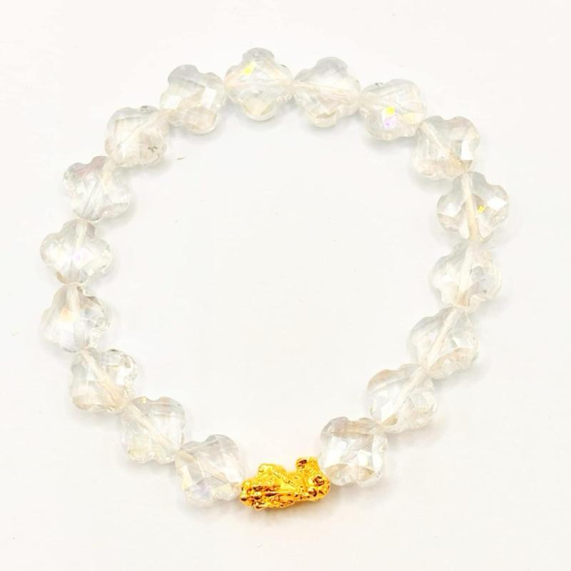 18k Saudi Gold Crystal Piyao Bracelet - SKU-ZBROSGLM