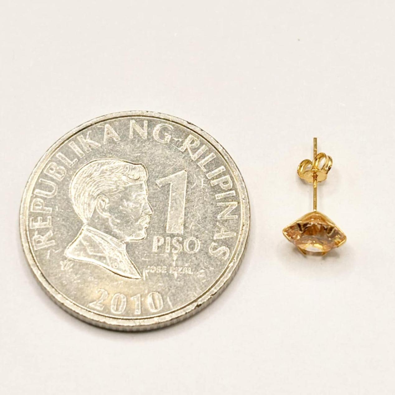 18k Saudi Gold Champagne Moissanite Earring
