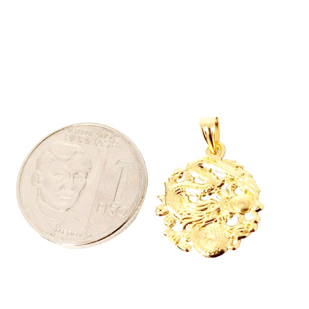 18k Saudi Gold Dragon Coin Pendant - SKU-ZOL74HWT