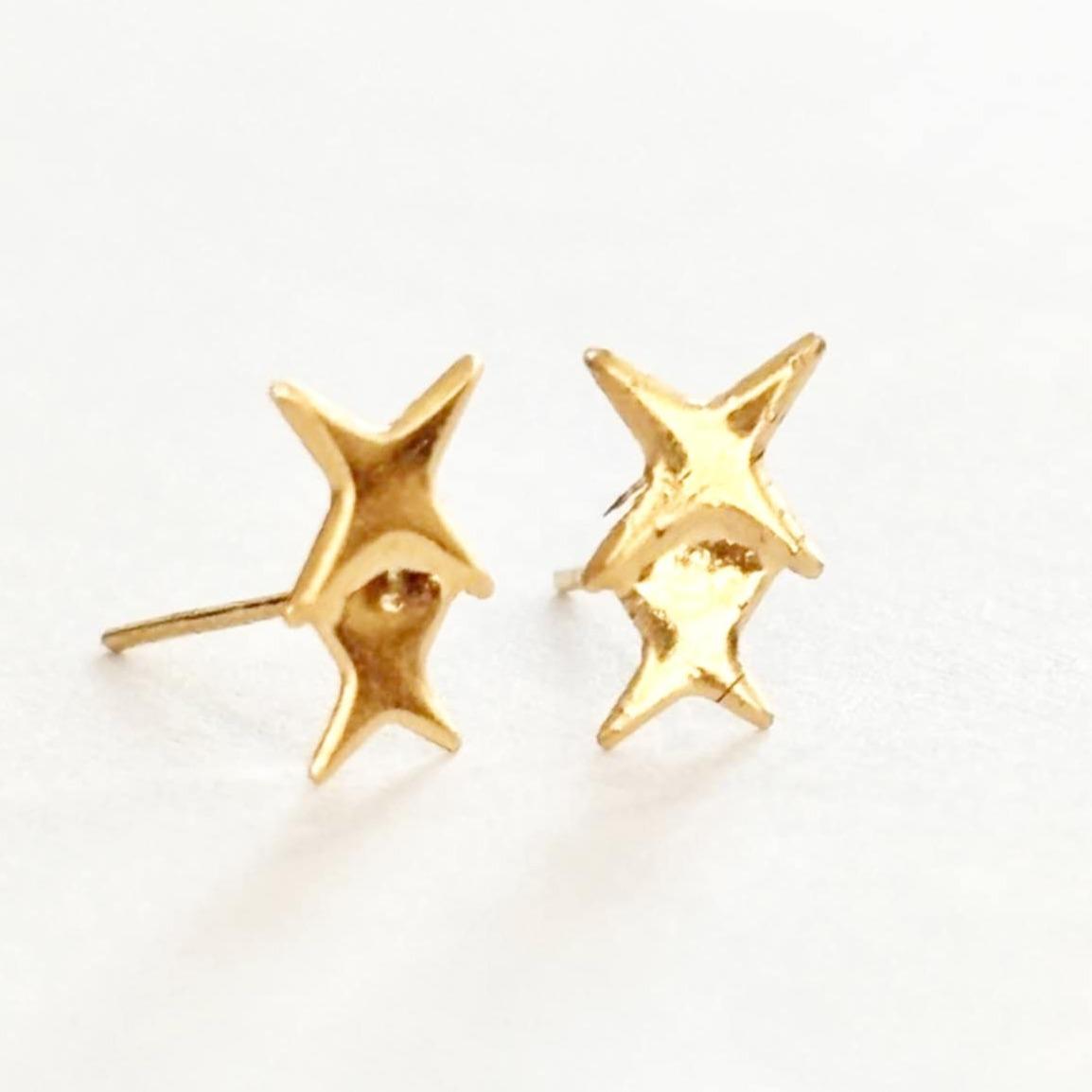 18k Saudi Gold Sparkle Earring with Silicon Pakaw - SKU-QJB1A3MW