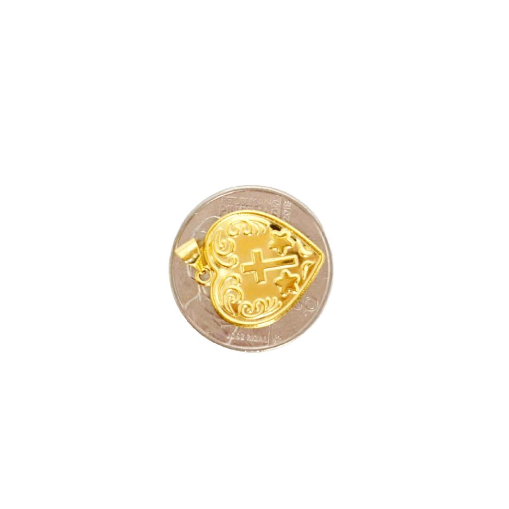 18k Saudi Gold Love Cross Pendant - SKU-YL3KFFHR