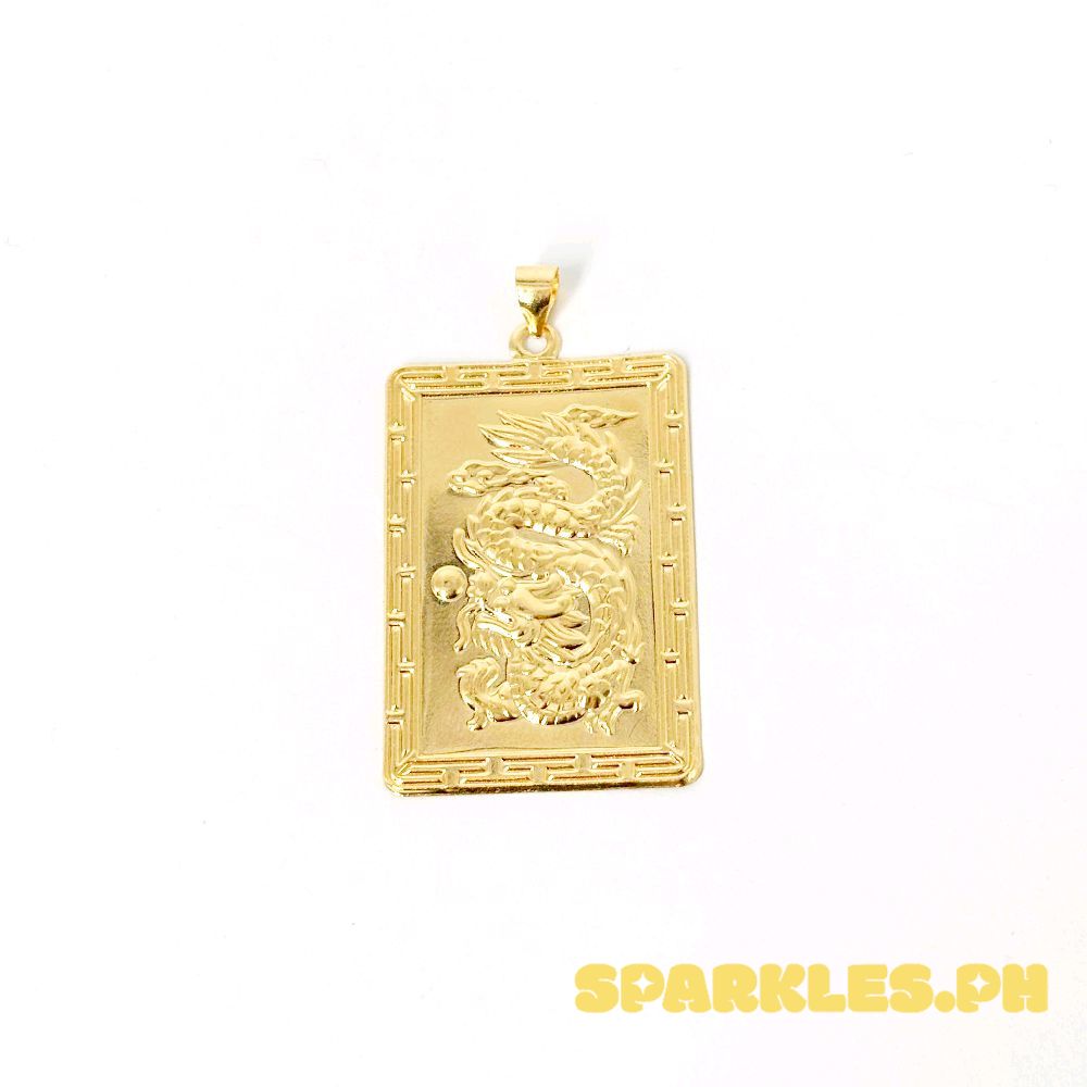 18k Saudi Gold Ancient Dragon Pendant - SKU-NZXI803P