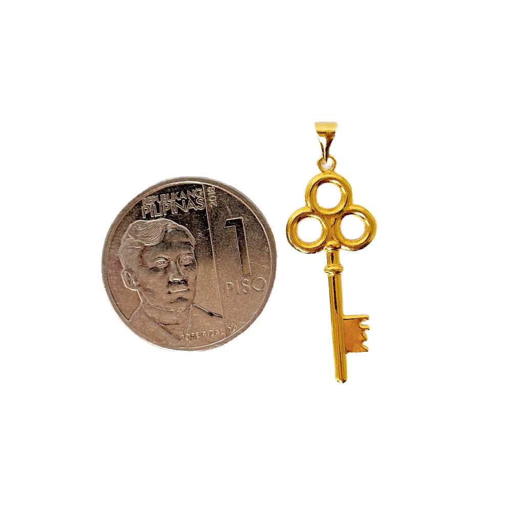 18k Saudi Gold Set Skeleton Key + Foxtail Chain 18"
