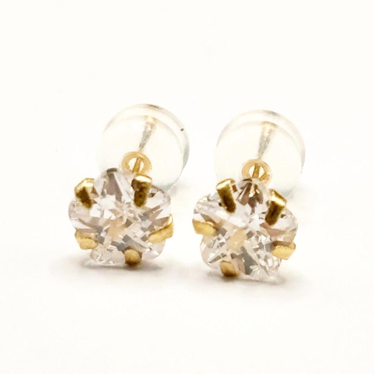 18k Saudi Gold Moissanite Earring with Silicon Pakaw
