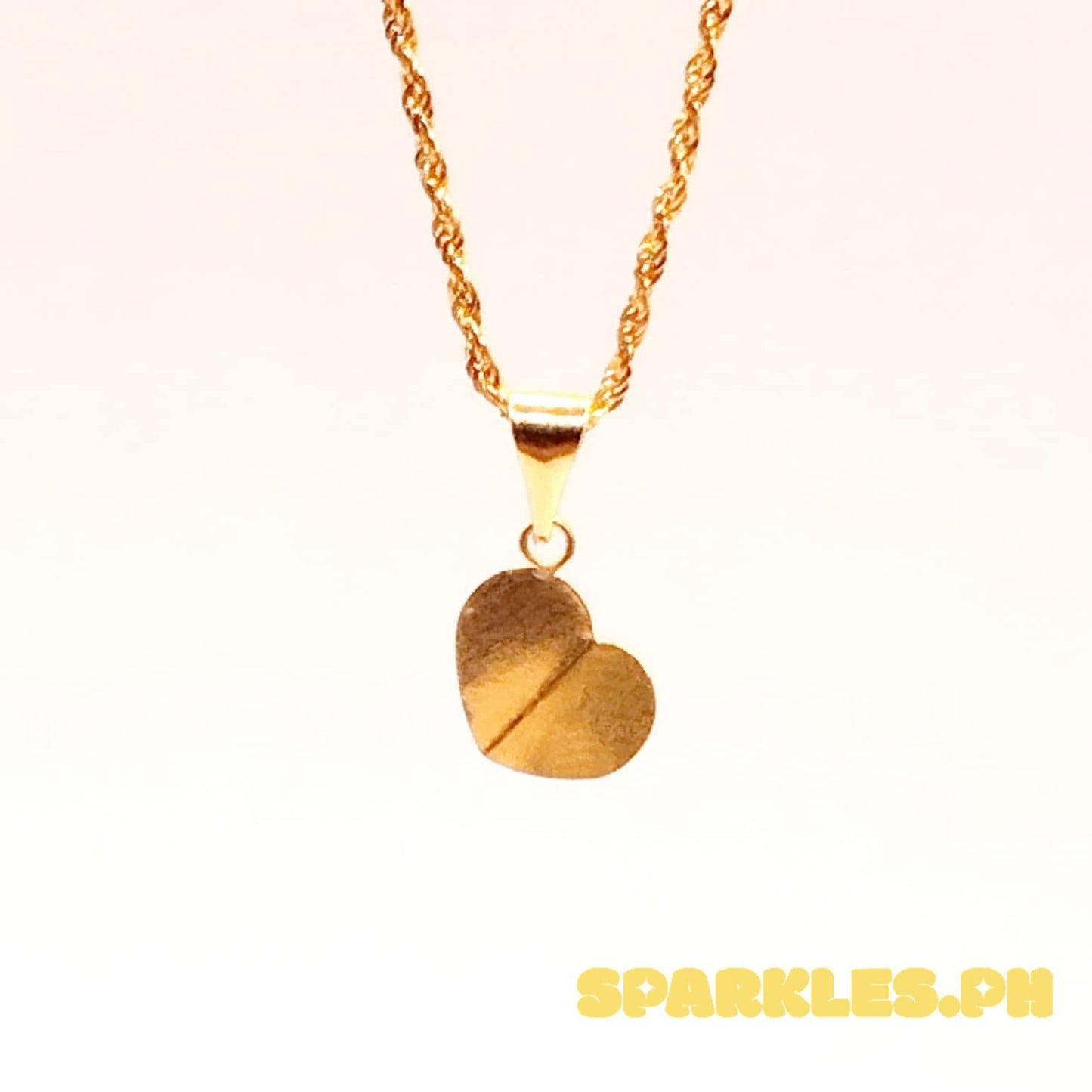 18k Saudi Gold Leaf Heart + Rope Chain 22"