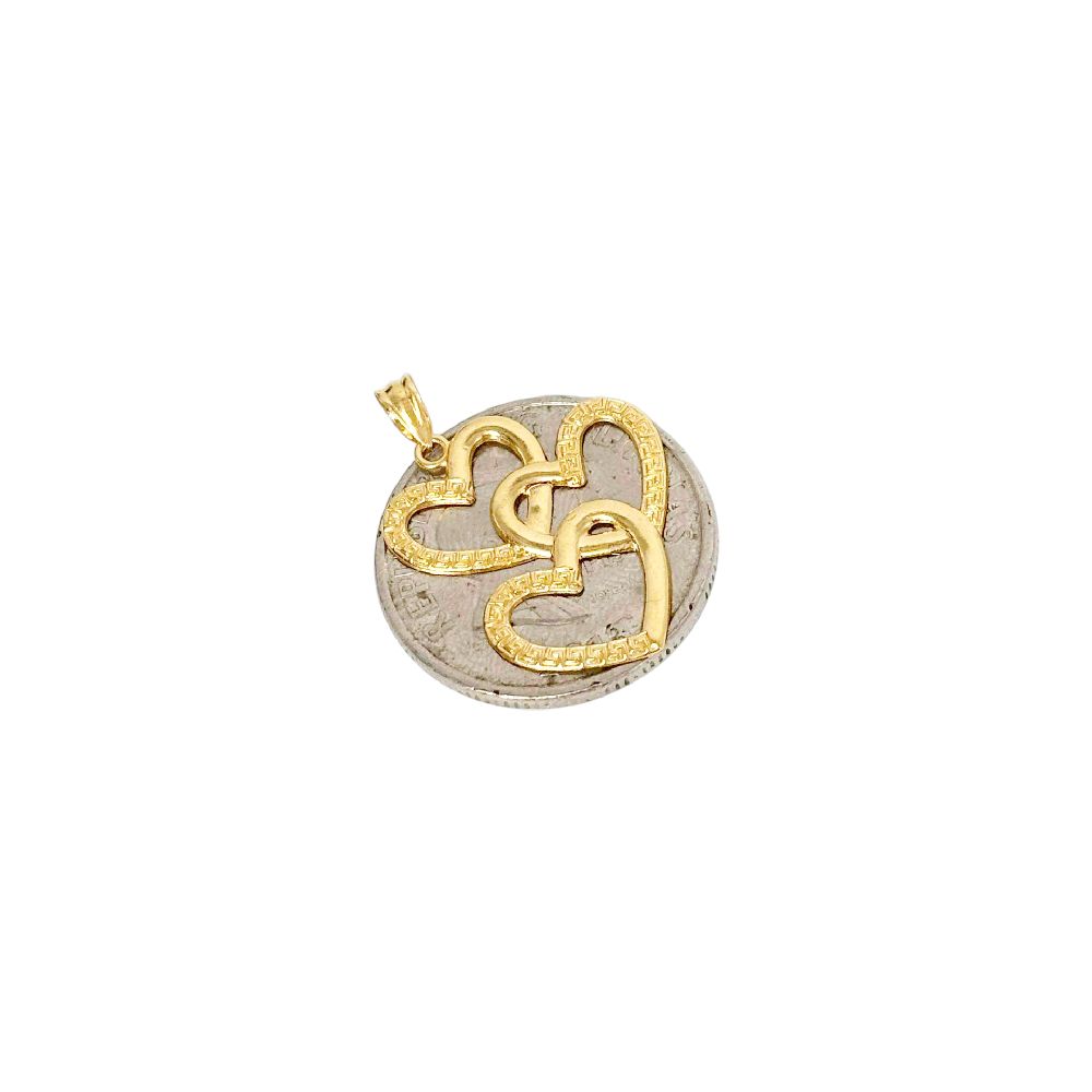 18k Saudi Gold Fenfen Trio Heart Pendant - SKU-RBCPYP7B