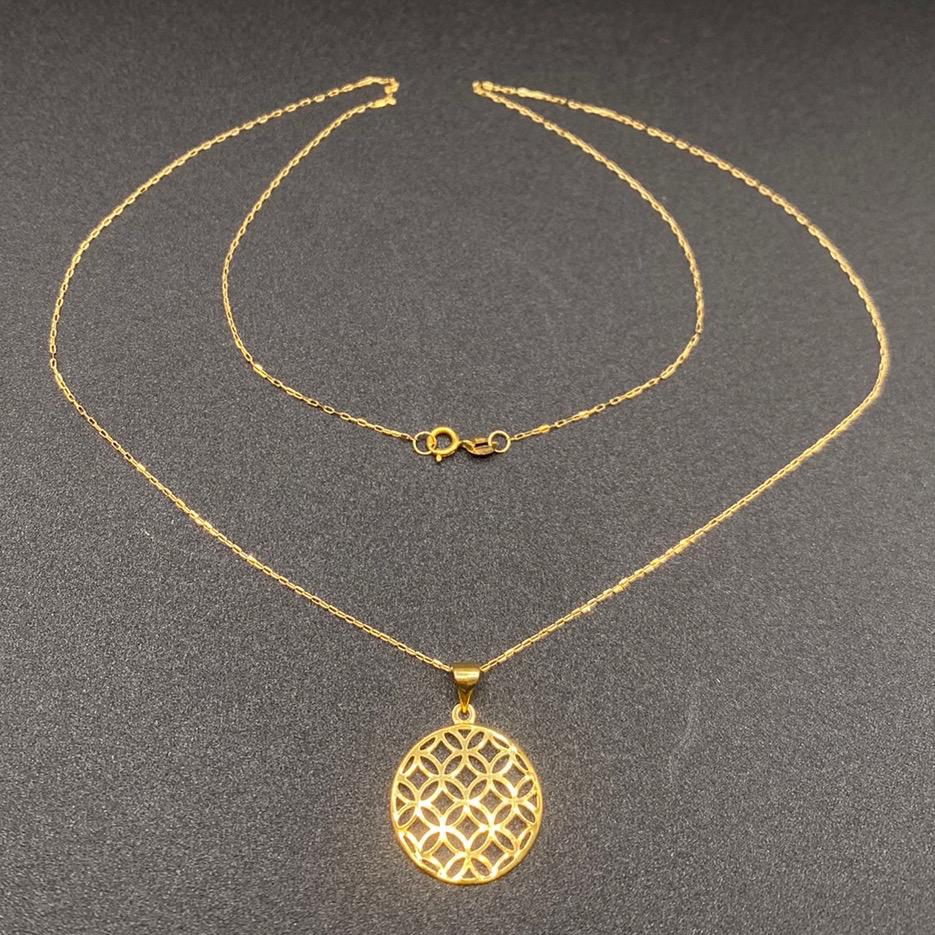 18k Saudi Gold Karkar with Money Catcher Lightweight Necklace Solid Pawnable