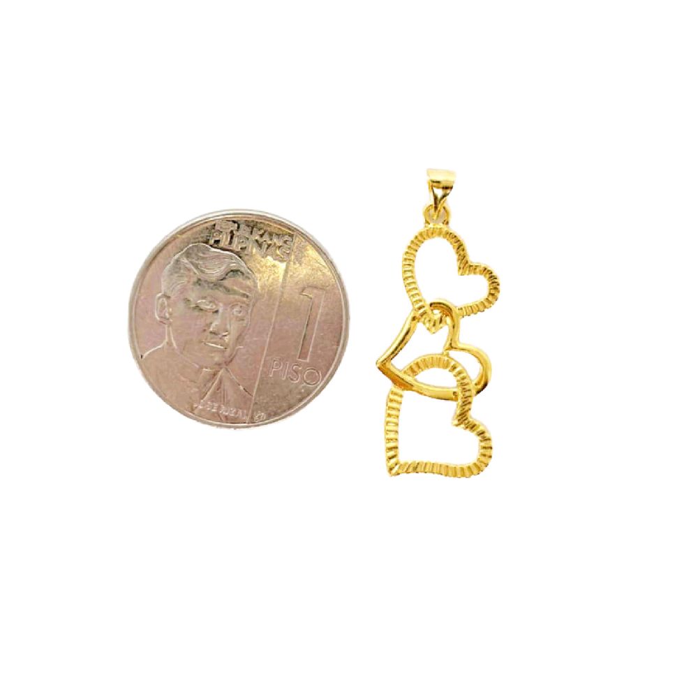18k Saudi Gold Triple Linked Heart - SKU-9T0MIXOZ