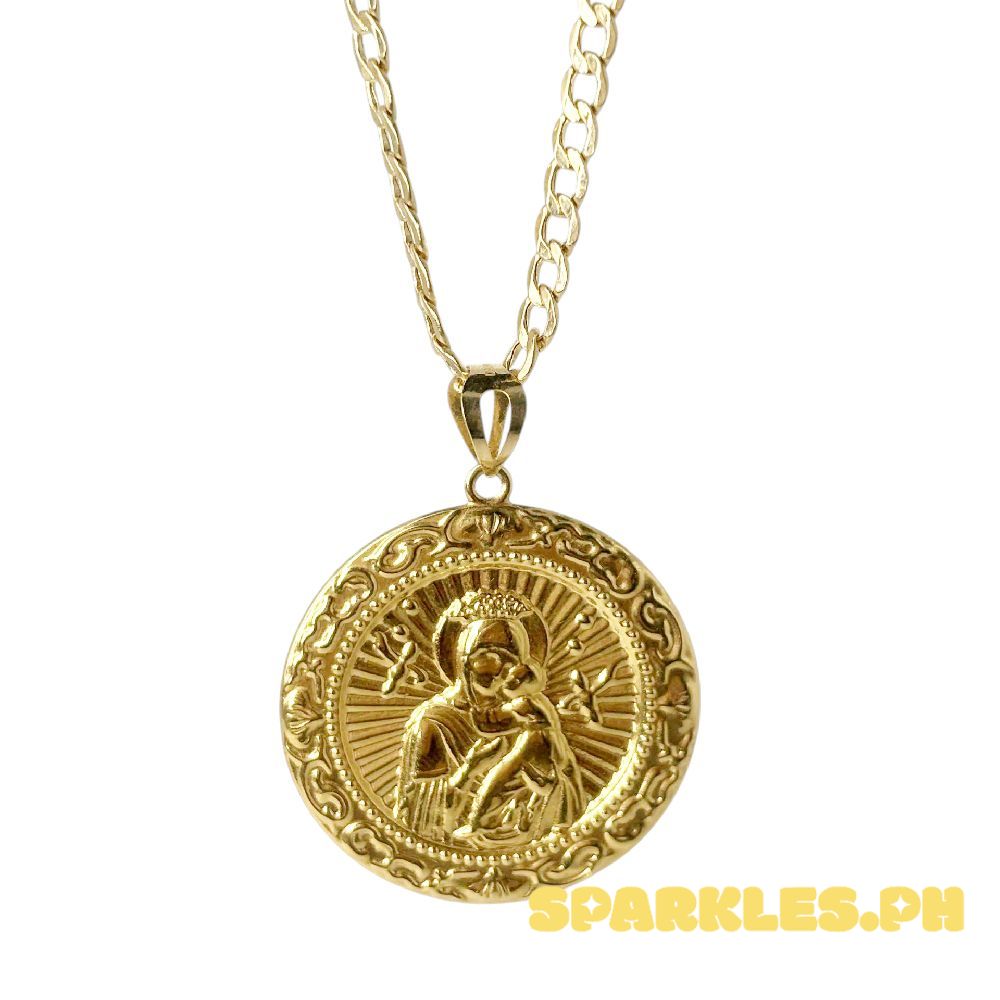 18k Saudi Gold Set Sacred Mary & Child + Cadena Chain 18" V2