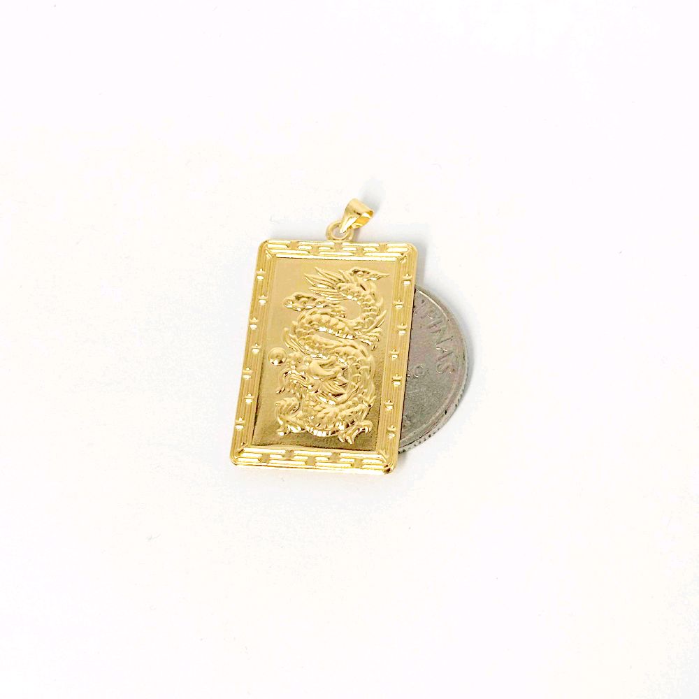 18k Saudi Gold Ancient Dragon Pendant - SKU-NZXI803P