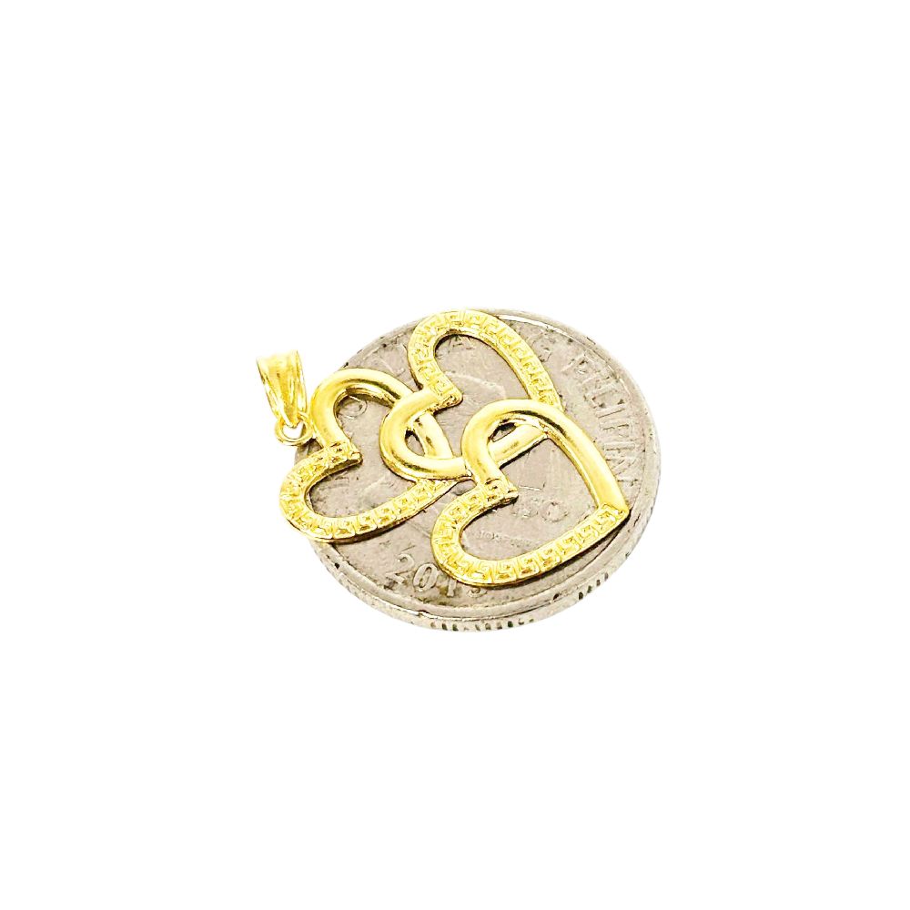 18k Saudi Gold Fenfen Trio Heart Pendant - SKU-RBCPYP7B