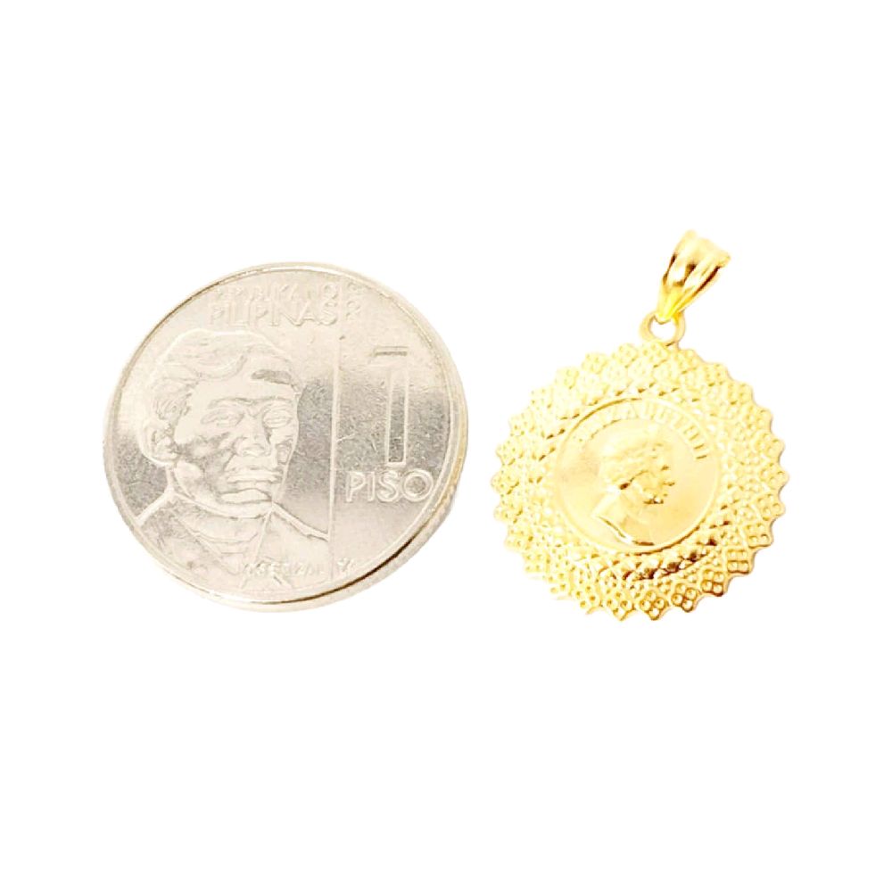18k Saudi Gold Queen Elizabeth Medallion Pendant - SKU-P4NDT5F2