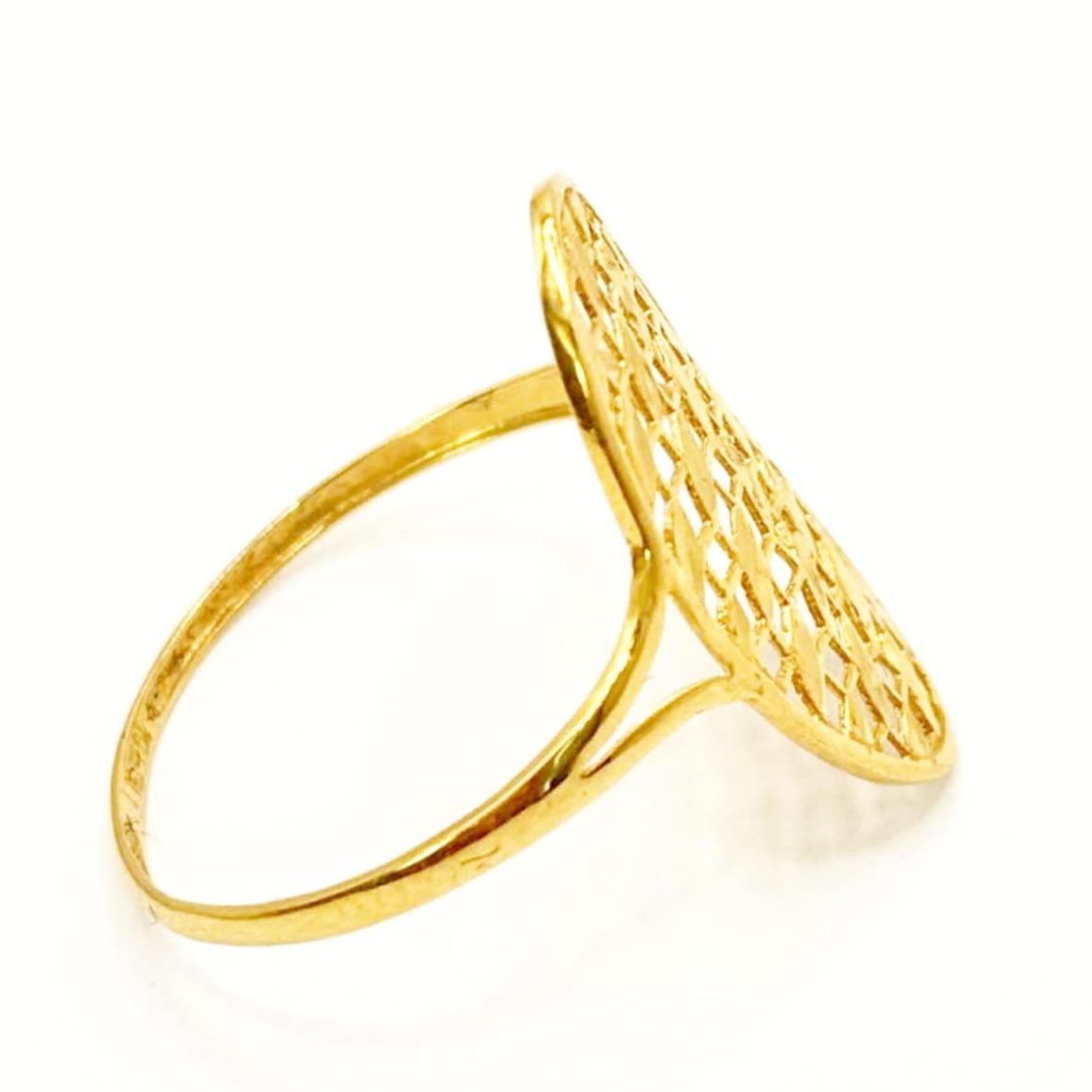 18K Saudi Gold Net Oval Ring - SKU-RJTPKQ7P