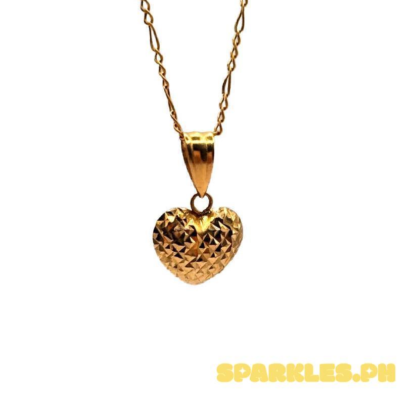 18k Saudi Gold Set Dazzling Diacut Heart + Figaru Chain