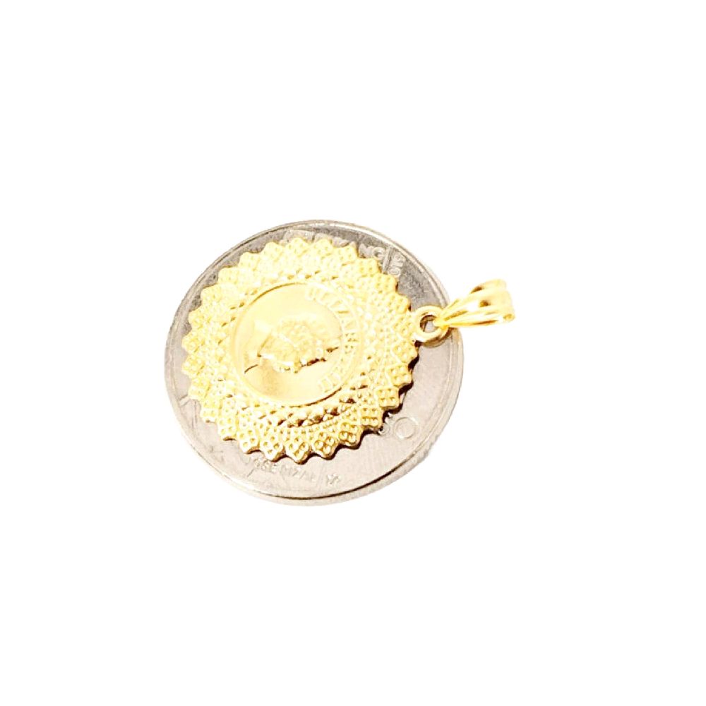 18k Saudi Gold Queen Elizabeth Medallion Pendant - SKU-P4NDT5F2