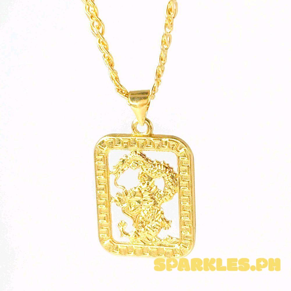 18k Saudi Gold Square Dragon + Tauco Knot Chain 20"