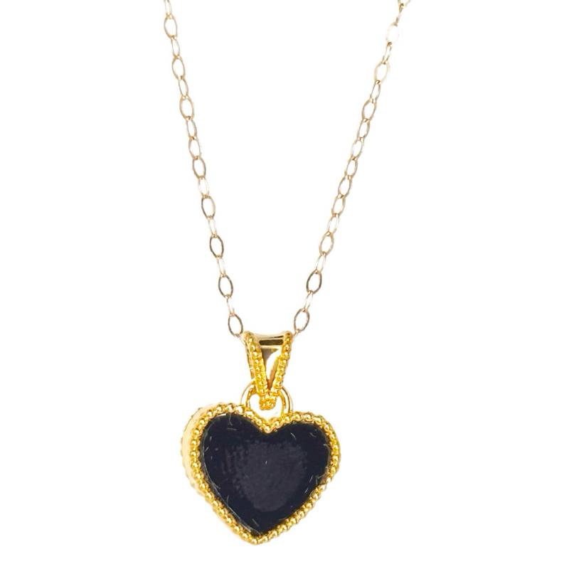 18k Saudi Gold Set AMPAW/HOLLOW 10mm Heart + Tauco Chain lv1