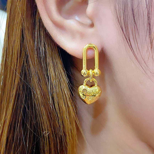 Tco Heart Hardware Earrings Ampaw 18k Saudi Gold