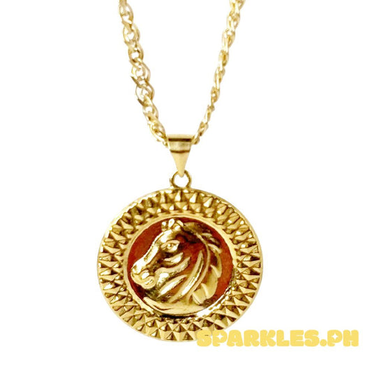 18k Saudi Gold Head Horse + Tauco Knot Chain 20"