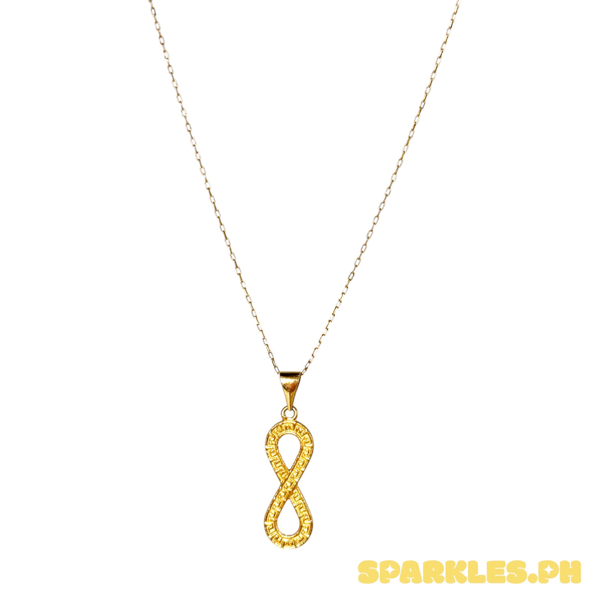 18k Saudi Gold Karkar Chain 18" + 18k Saudi Gold F Style INFINITY Pendant