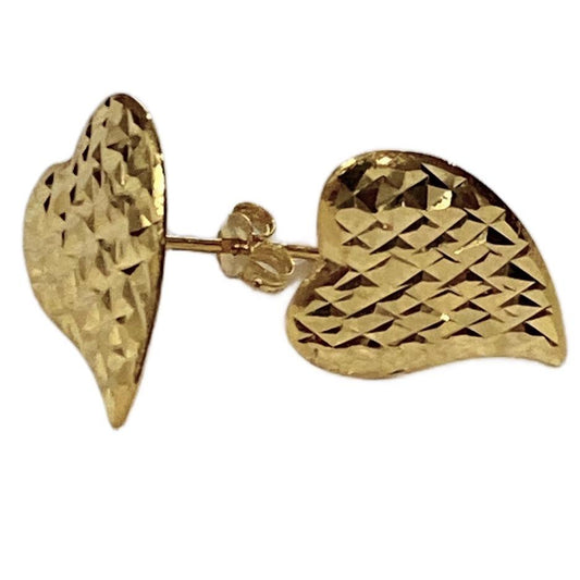 18k Saudi Gold Sexy Heart Diacut Earrings