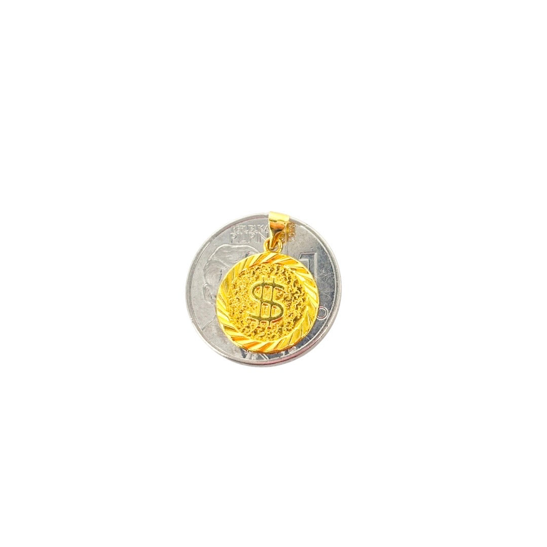 18k Saudi Gold Karkar Chain 18" + 18k Saudi Gold Dollar Coin Pendant
