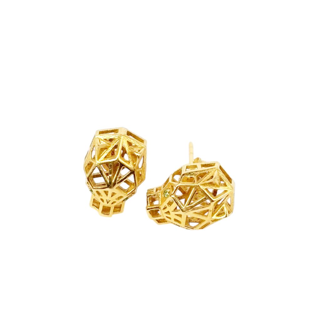 18k Saudi Gold Panther Earring Solid Pawnable - SKU-I1B2PECR