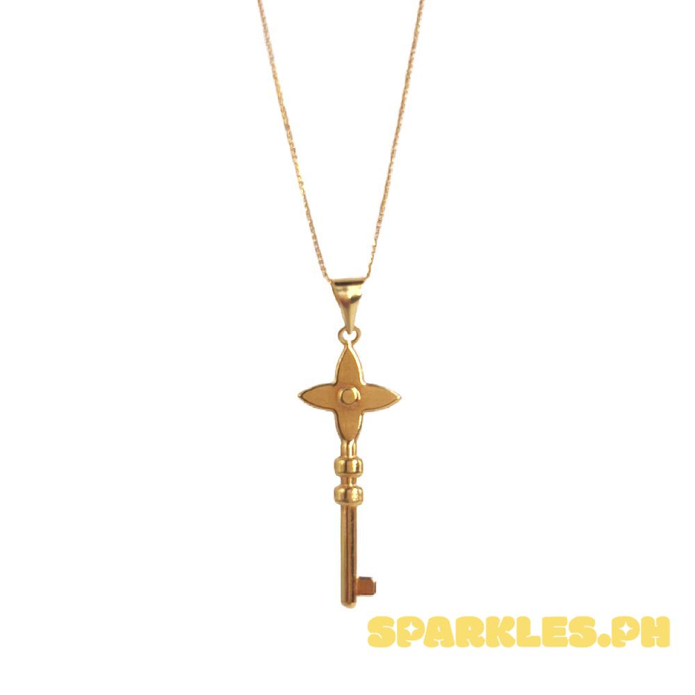 18k Saudi Gold Set Special Key + Foxtail Chain 16"