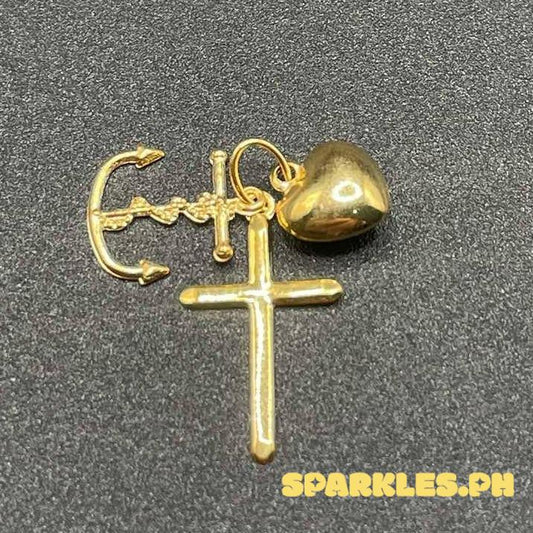 18k Saudi Gold Cross Anchor Heart Solid Pawnable - SKU-P6CRTV6J