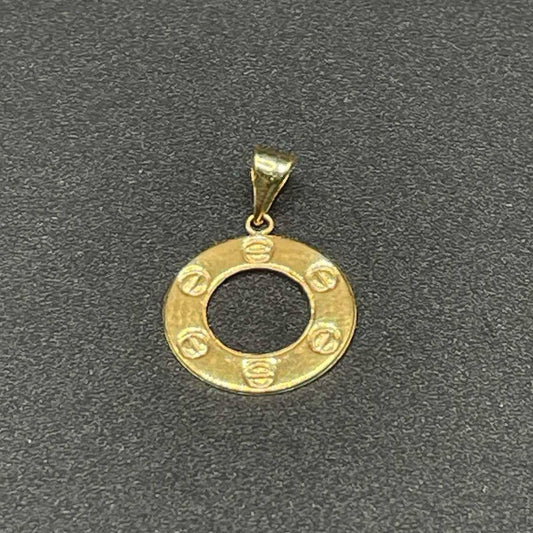 18k Saudi Gold Flat Circle Pendant Solid Pawnable - SKU-F20ES0JR
