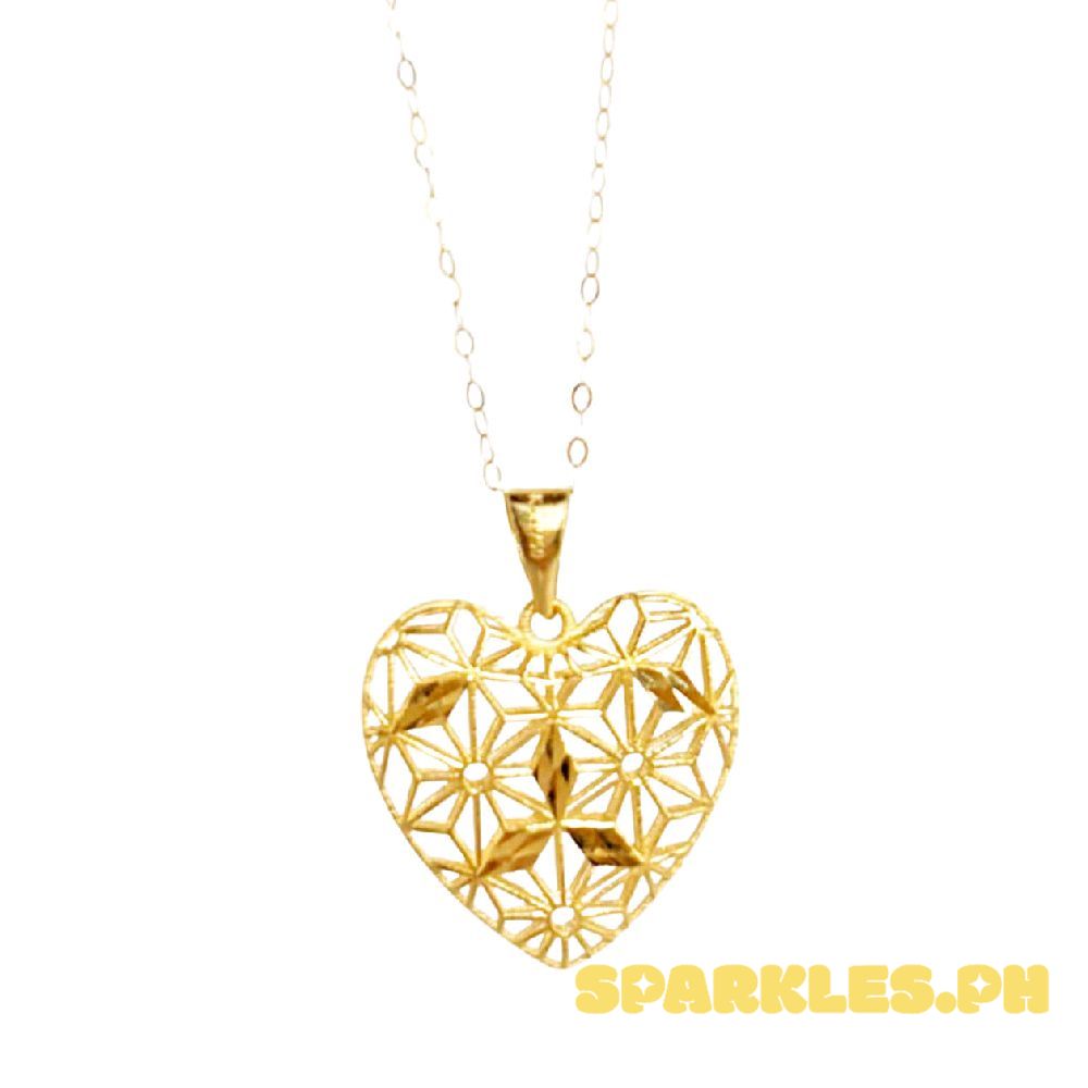 18K Saudi Gold Set Nest Heart Pendant + Tauco Chain lv1
