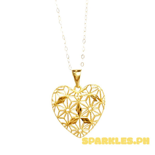 18K Saudi Gold Set Nest Heart Pendant + Tauco Chain lv1
