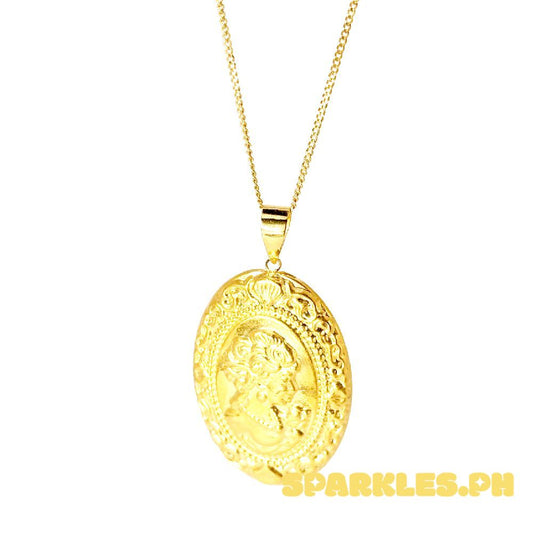 18k Saudi Gold Set Oval Queen + Cadena Chain 20"