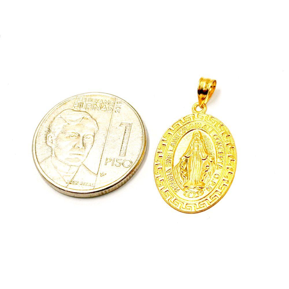 18k Saudi Gold Oval Virgin Mary Pendant - SKU-YTELOICL