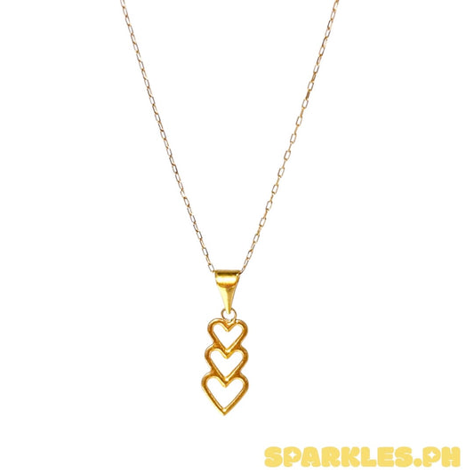 18k Saudi Gold Karkar Chain 18" + 18k Saudi Gold Open Heart Pendant