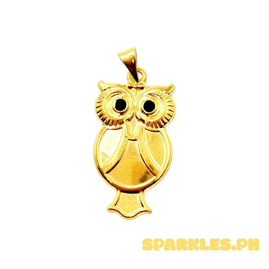 18k Saudi Gold Owl Pendant - SKU-Z4H4SVA5