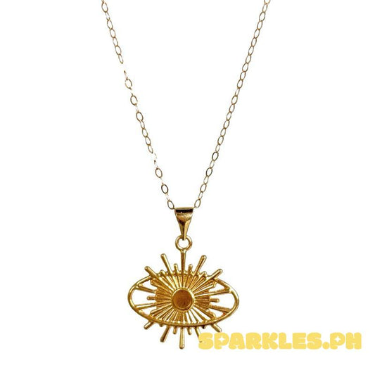 18k Saudi Gold Set Sunburst Pendant + Tauco Chain lv1