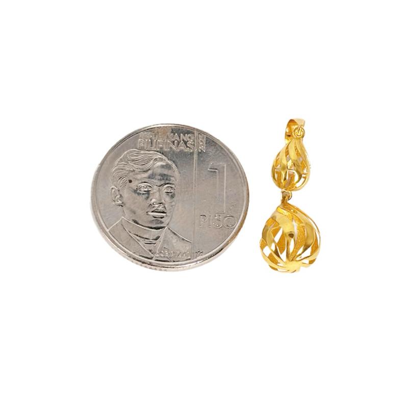 18k Saudi Gold Set Double Teardrop + Diacut Circle Chain 18”