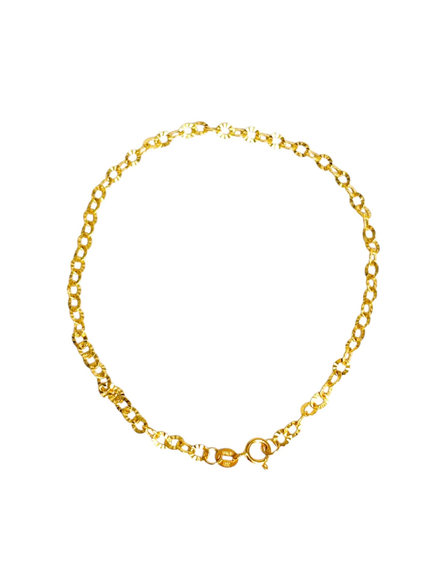 18k Saudi Gold Diacut Circle Bracelet Solid Pawnable 7.5'