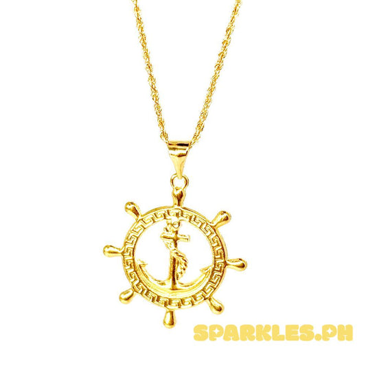 18k Saudi Gold Set Fenfen Anchor + Rope Chain 18"