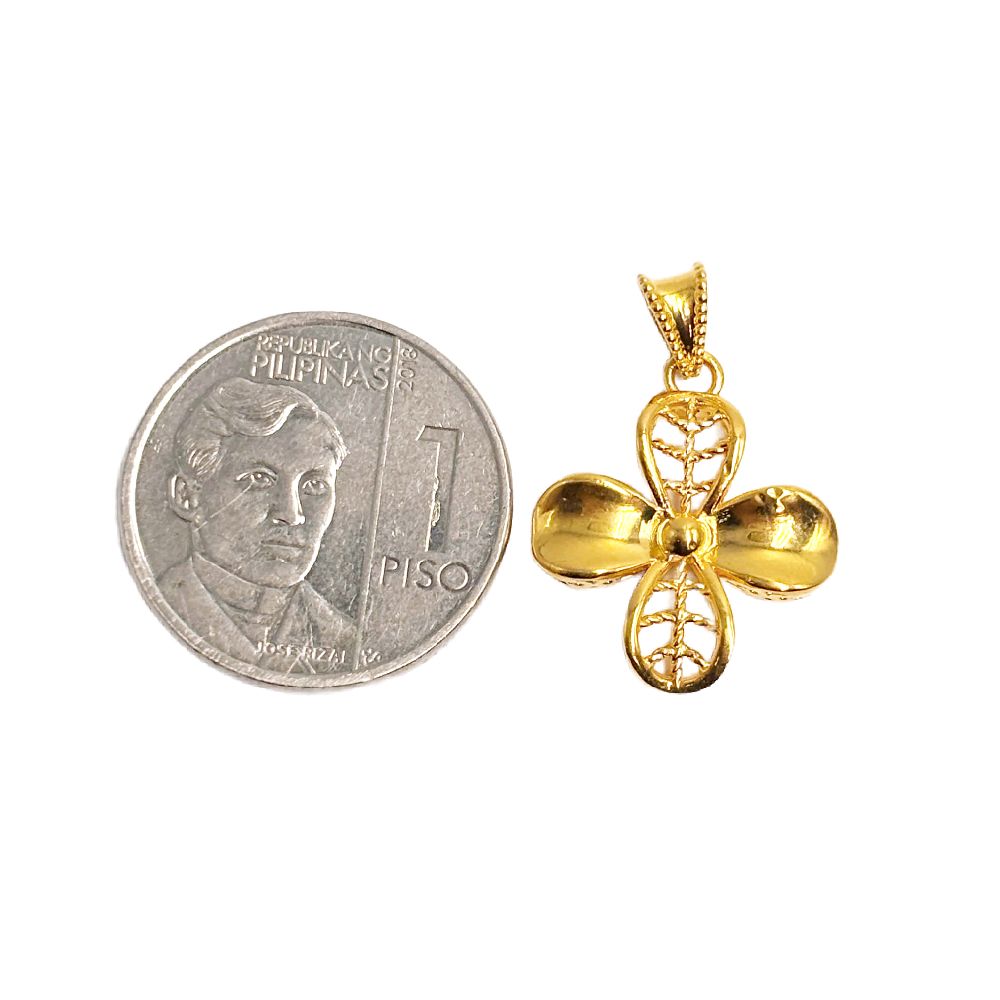 18k Saudi Gold Big Flower Pendant Ampaw - SKU-02DDDW7M