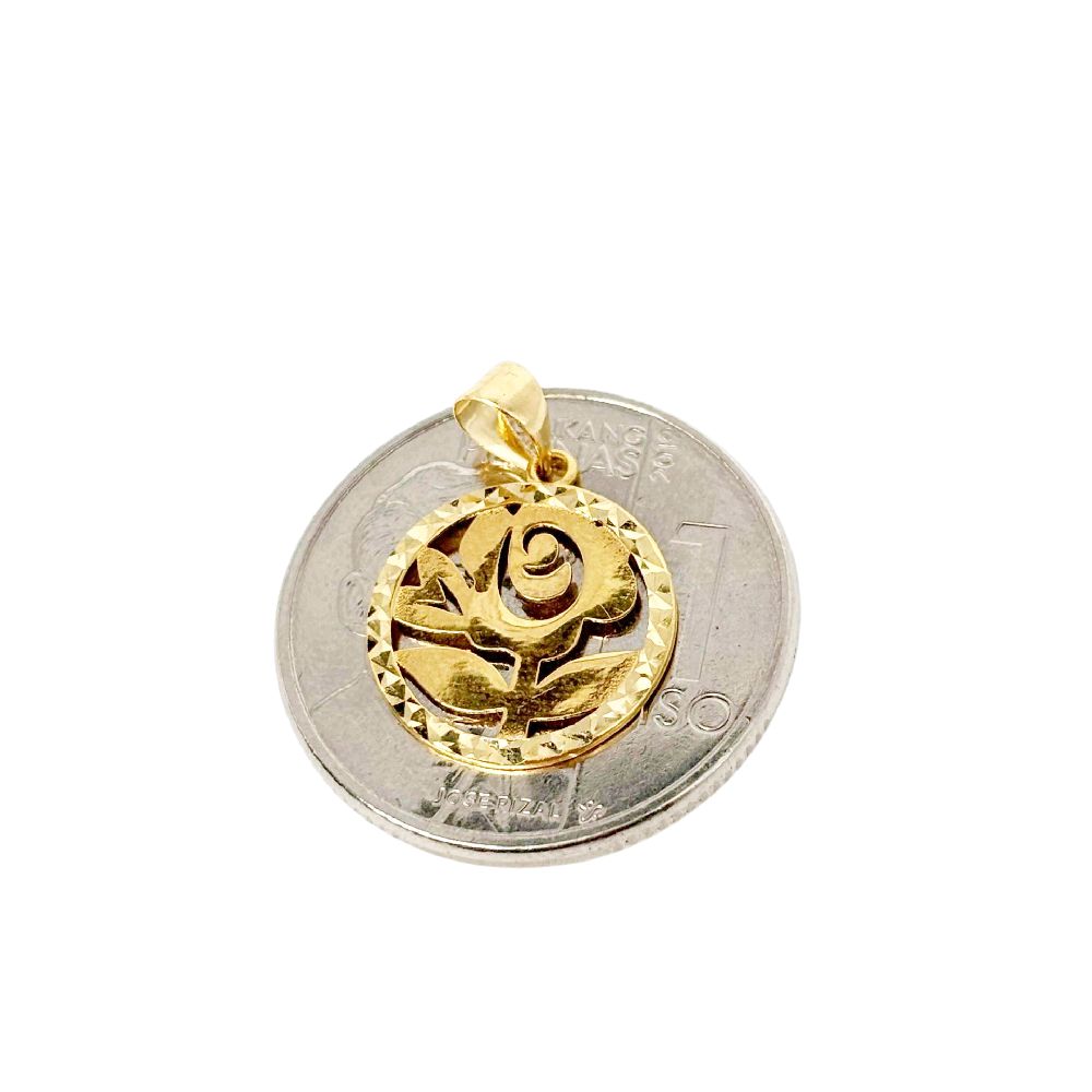 18k Saudi Gold Diacut Rose Pendant - SKU-IE9TYTSF