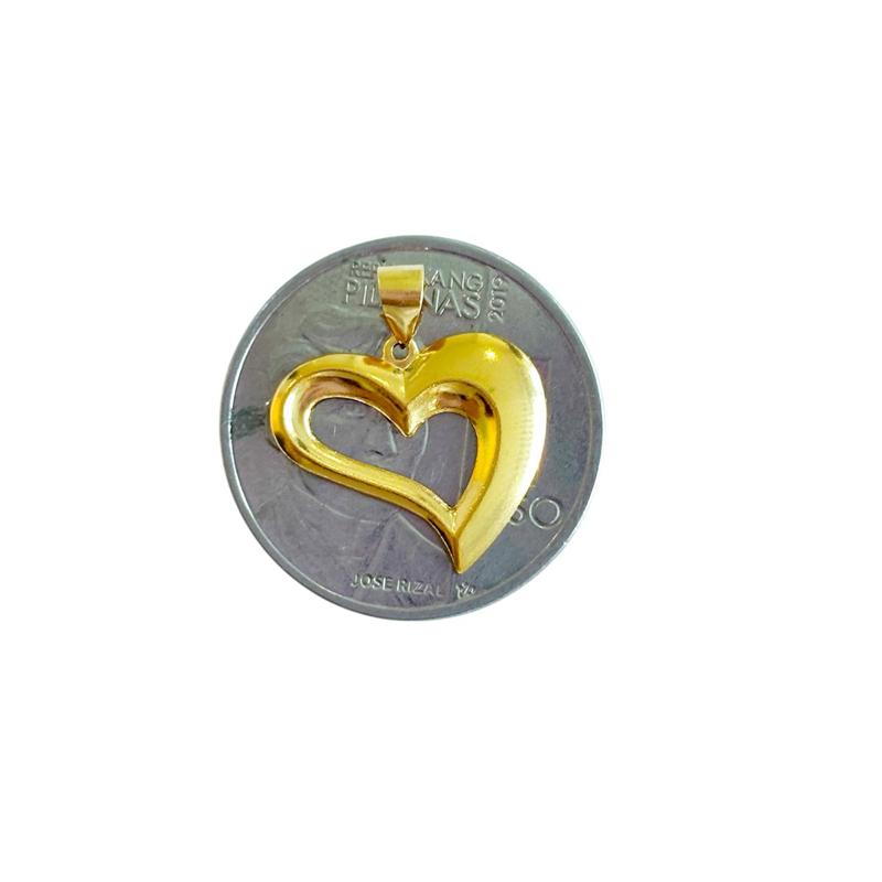 18k Saudi Gold Set Classic Heart + Bismark Chain 18”