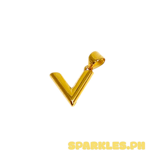18k Saudi Gold V Style Pendant .28 grams -SKU-RNNQ0FOY