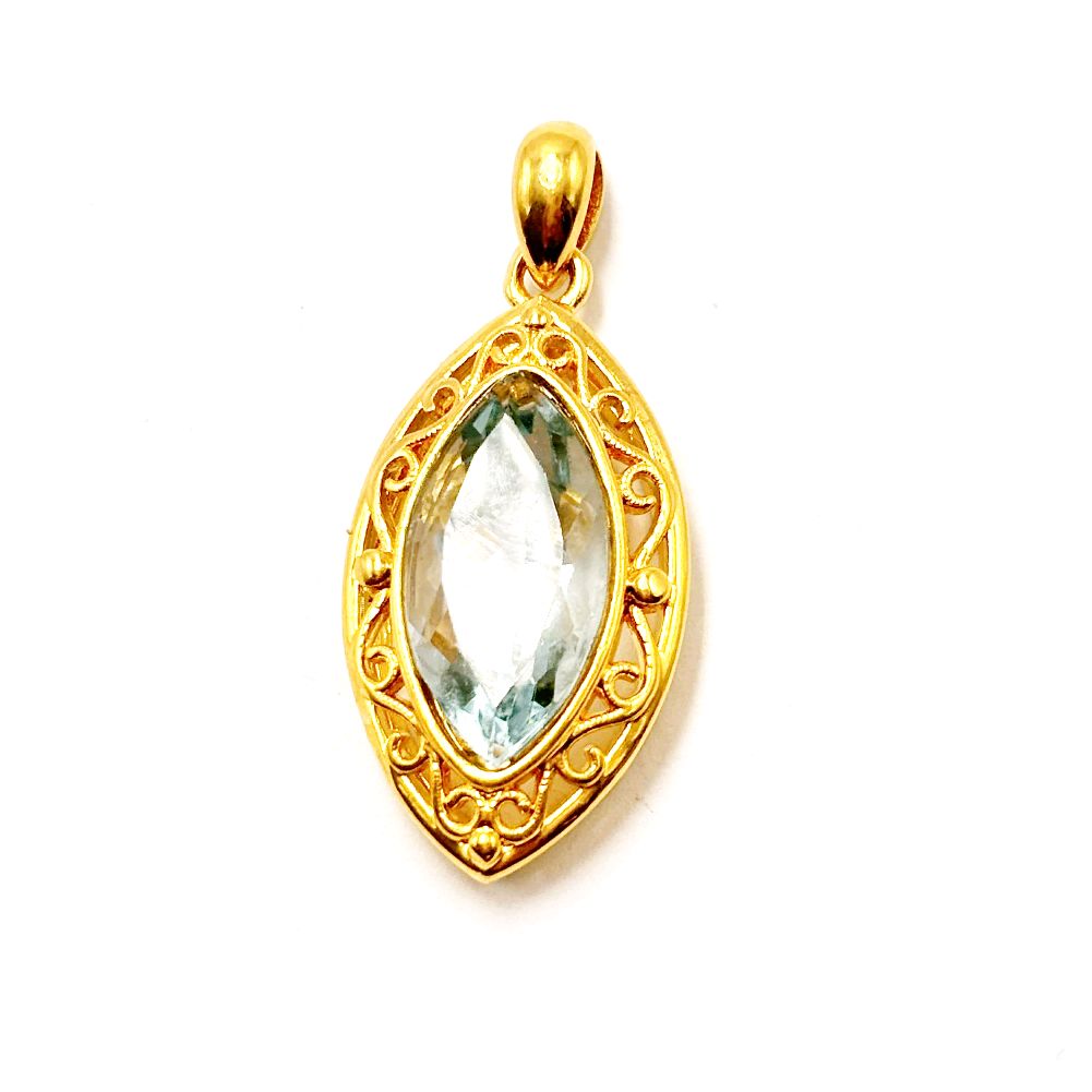 AMPAW/HOLLOW 18k Saudi Gold Oval Topaz  Pendant - SKU-02K19N2K