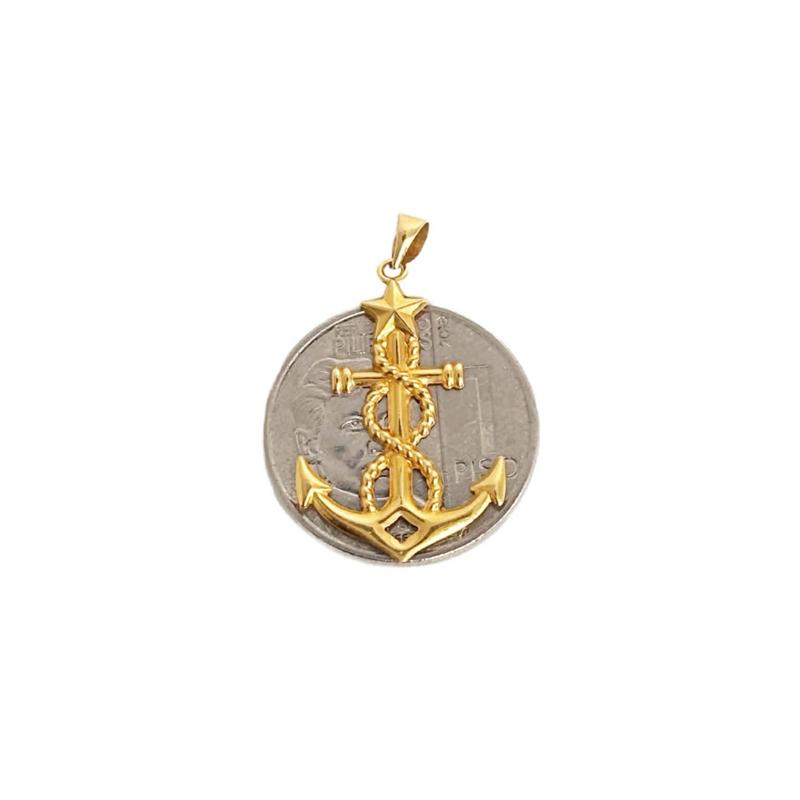 18k Saudi Gold Set Anchor Star + Figaru Chain 20”