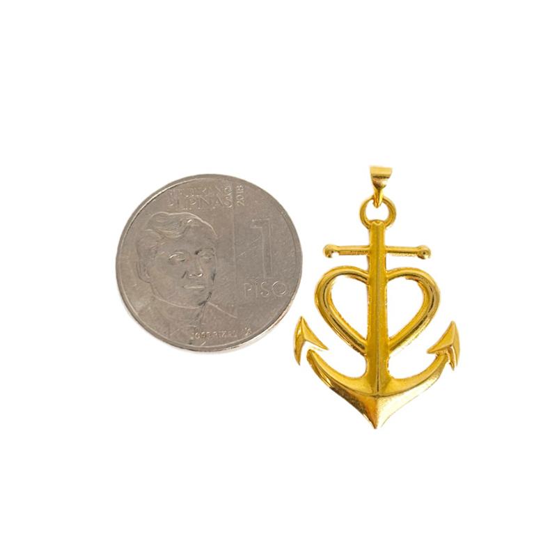 18k Saudi Gold Set Anchor Heart + Rope Chain 20”