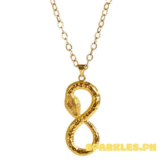 18k Saudi Gold Set Infinity Snake + Diacut Circle Chain 18”