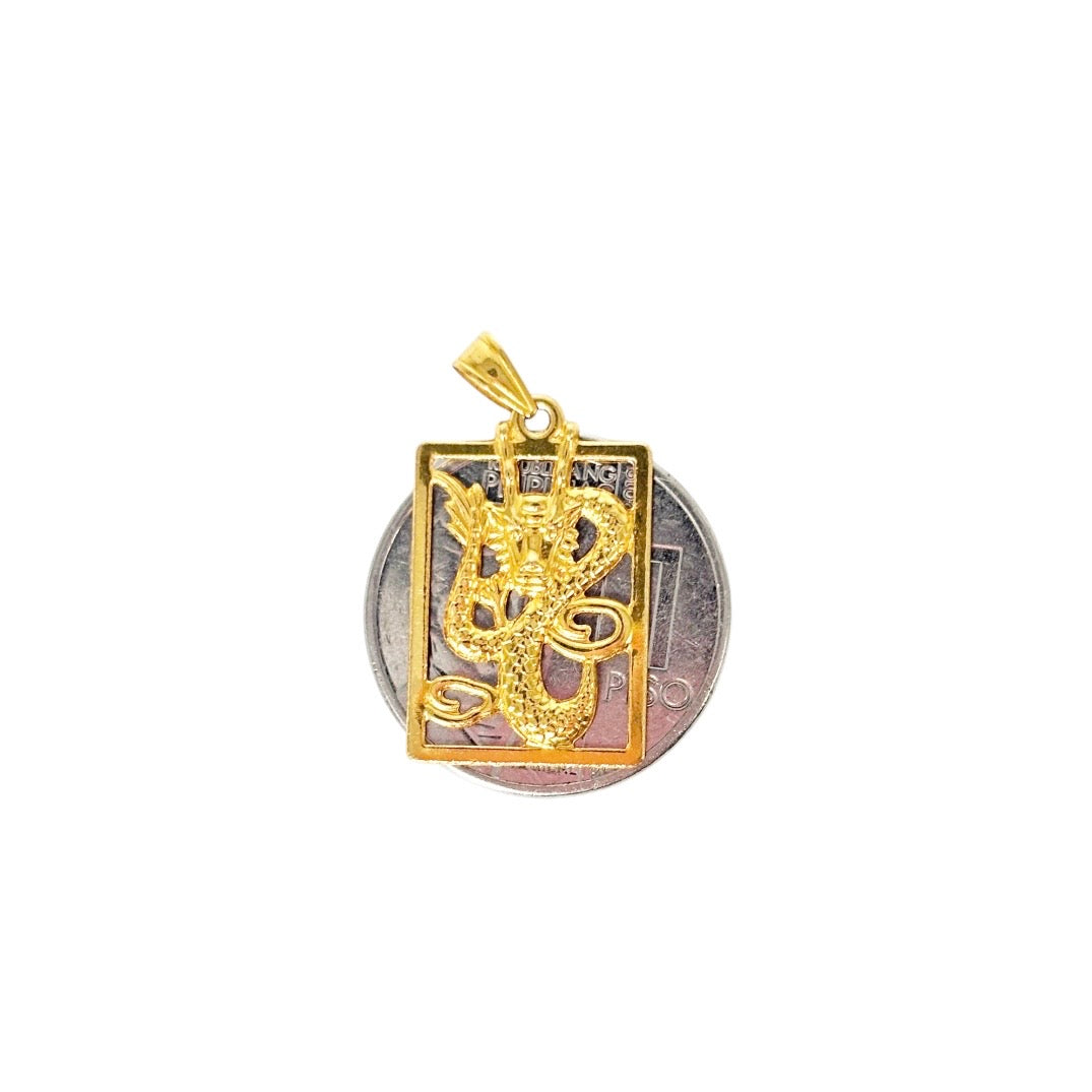 18k Saudi Gold Figaru Chain Makapal V2 20" + 18k Saudi Gold Mini Frame Dragon Pendant