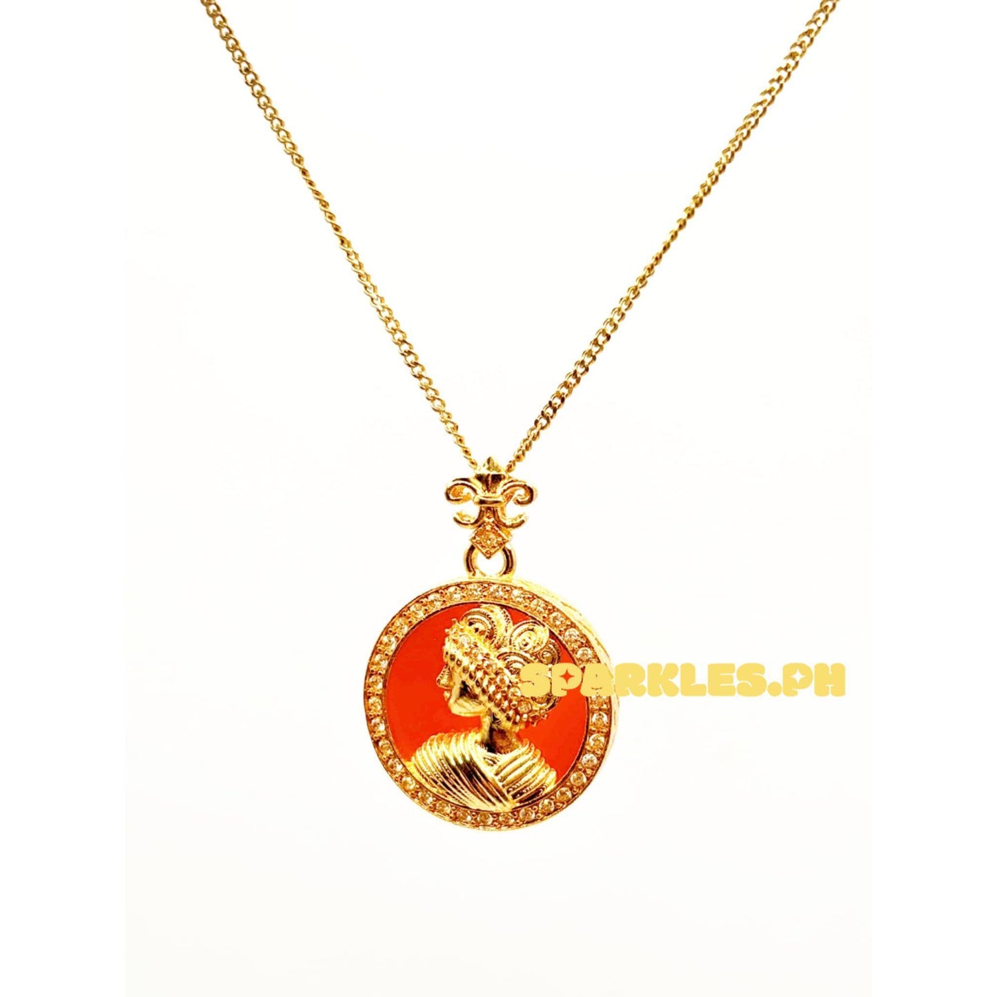 18k Saudi Gold Set Red Queen Head + Cadena Chain 20"